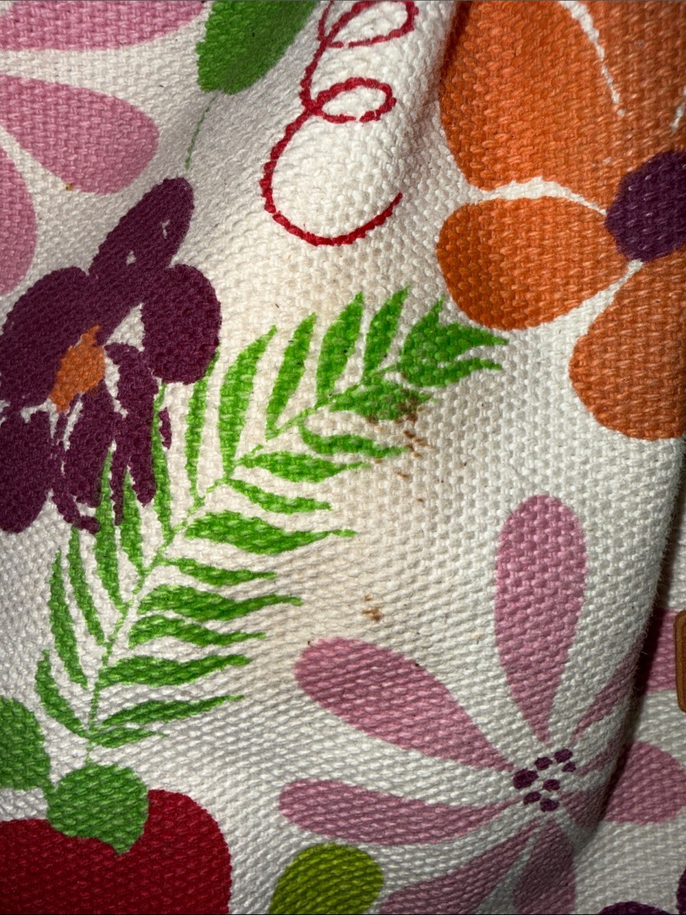 Longchamp Floral Canvas Shoulder Tote in Multi-Color with Tan Leather Trim - Picture 3 of 6